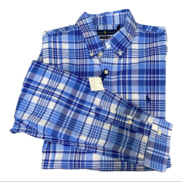 Ralph Lauren Other - Ralph Lauren Plaid Blue White XL Cotton